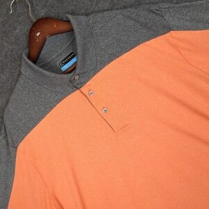 PGA Tour Golf Polo Shirt Mens XL Colorblock Orange Gray Short Sleeve Performance